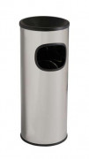 Cendrier corbeille rond 22 L - Inox brillant ou acier noir - L260 x P250 x H650 mm