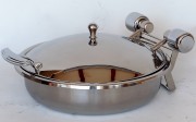 Chafing dish rond à induction - Couvercle inox ou en verre - Charnière laiton - Capacité : 3.8 L