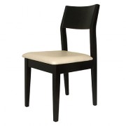 Chaise bois restaurant avec assise simili cuir