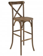 Chaise de bar empilable avec dos croisé en bois - Hauteur d'assise 76 cm