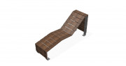 Chaise longue en acier inox et bois exotique - Largeur : 550 mm - Longueur : 1900 mm