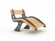 Chaise longue urbaine en bois à fixer au sol - Dim. L 820 x l 1150 x H 800 mm