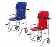 Chaise portoir pliable 250 kg - 2 ou 4 roues - 4 poignées - repose-pied - toile bleue ou rouge