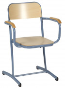 Chaise professeur bois appui sur table BRIO - Avec ou sans manchettes bois - Hêtre multiplis verni