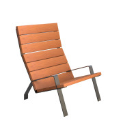 Chaise public en bois et acier Minim10 - 11 lames - Hauteur d'assise: 370 mm - L.700 x P.820 x H.910 mm
