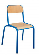Chaise scolaire en bois VLORE - T3 à T7 - Assise et dossier en hêtre multiplis verni - Empilable