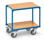 Chariot à 2 plateaux en mélaminé, sans rebord