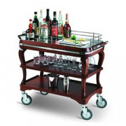 Chariot à champagne en bois massif - 2 étages - Tirette de service extractible