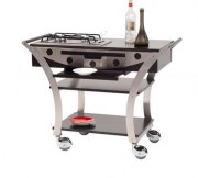 Chariot à flamber inox - 2 feux gaz - Dim. L1130 x l525 x H850 mm