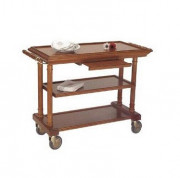 Chariot de service en hêtre massif - Finition Laiton