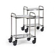 Chariot à plateaux en inox avec dossier