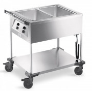 Chariot bain marie chaud 2 cuves