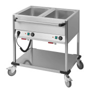 Chariot bain-marie inox - En acier inoxydable 18/10 -Nombre de Bacs  : 2 x GN1/1 - Thermostat à réglage progressif de 0° C à 90°C