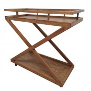 Chariot de service en bois avec deux étagère