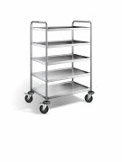 Chariot de service inox 5 plateaux - 120 kg ou 200 Kg - 800 x 500 mm à 1000 x 600 mm