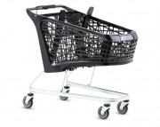 Chariot de supermarché en plastique - Capacité 95L - Dim. L911 x l545 x H1023 mm