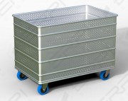 Chariot aluminium à fond fixe avec parois perforées