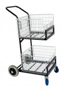 Chariot pour distribution de courrier à 4 roues - 2 paniers fil en métal