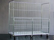 Chariot roll conteneur à demi porte rabattable