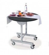 Chariot room service rond - Plateau bois Mélaminé - Piètement inox brossé