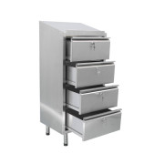 Chiffonnier d'atelier inox - 4 tiroirs - L 800 x P 400 x H 1100 mm