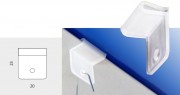 Clip vertical pour affichage suspendu - Fabriqué en PVC - Dimensions : 20 x 23 mm