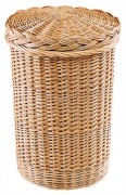 Coffre à linge rond en osier