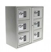 Armoire coffre fort sécurisé - 6 compartiments à code - Dim. L600 x H600 x P280 mm