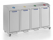 Collecteur de déchets à 4 compartiments - 100 kg - L.1420 x l.490 x H.800 mm