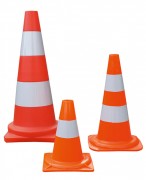Cône de signalisation réfléchissant - Ht. de 30 à 75 cm - Diam. Ø35 à Ø45 mm