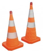 Cône de signalisation pliable à feu clignotant - Ht. de 55 à 70 cm 