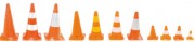 Cônes PVC orange de signalisation - 20 à 75 cm
