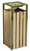 Corbeille de ville bois 110L avec cendrier EDEN