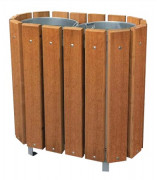 Corbeille de ville double flux bois - 2 x 48 ou 2 x 63 L - ? sceller