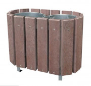 Corbeille de ville double flux en plastique recyclé - 2 x 48 L - A sceller