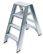 Escabeau fixe double accès - 3 à 12 marches - hauteurs de travail de 2,65 à 5 m