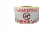 ?tiquette d'expédition imprimée "Ouvrir avec précaution" - Format :100×150 mm / 74×105 mm