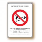 Etiquette pancarte adhésive interdiction de fumer - Dimensions : 21x15 cm - PVC 
