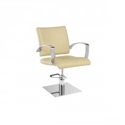 Fauteuil coiffure à base carrée inox - Dimensions du fauteuil (L x P x H) : 60 x 63 x 86/101 cm