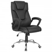 Fauteuil de bureau en polyuréthane - Hauteur d'assise: de 45 à 55 cm - Accoudoirs fixes - Poids supporté max: 110 kg - L.70 x H.125 cm - Noir