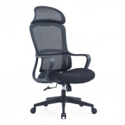 Fauteuil de bureau en tissu et résille - Appui-tête - Hauteur d'assise: de 42,8 à 51,7 cm - Accoudoirs fixes - Poids supporté max: 135 kg - L.60,5 x H.127 cm - Noir