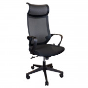 Fauteuil de bureau en tissu et résille - Appui-tête - Hauteur d'assise: de 43 à 53 cm - Accoudoirs fixes - Poids supporté max: 135 kg - L.68 x H.127 cm – Noir