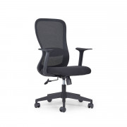 Fauteuil de bureau en tissu et résille - Hauteur d'assise : de 43 à 53 cm - Accoudoirs fixes - Poids supporté max: 110 kg - L.68 x H.110 cm – Noir