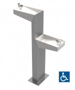 Fontaine à boire double robinet PMR - H.1135 mm - Sur platine