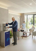 Fontaine à eau sur pied sécurisée - Capacité de refroidissement : jusqu’à 180L / H - Débit : 3,5 L/min - Eau plate et pétillante