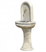 Fontaine murale sur pied en pierre reconstituée