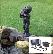Fontaine sujet cracheur d'eau avec pompe solaire - Dimensions : L.29 x l.21 x H.16 cm - Débit : 600 l