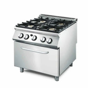 Fourneau à gaz 4 feux - En acier inoxydable - Deux feux vifs de 3,7 kW et deux feux vifs de 5,5 kW 