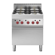 Fourneau professionnel - 4 feux sur four gaz - Four 5 kW