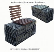 Banc gabion avec assise bois - Avec ou sans dossier - Dim. L1000 x l150 x H965 ou 500 mm